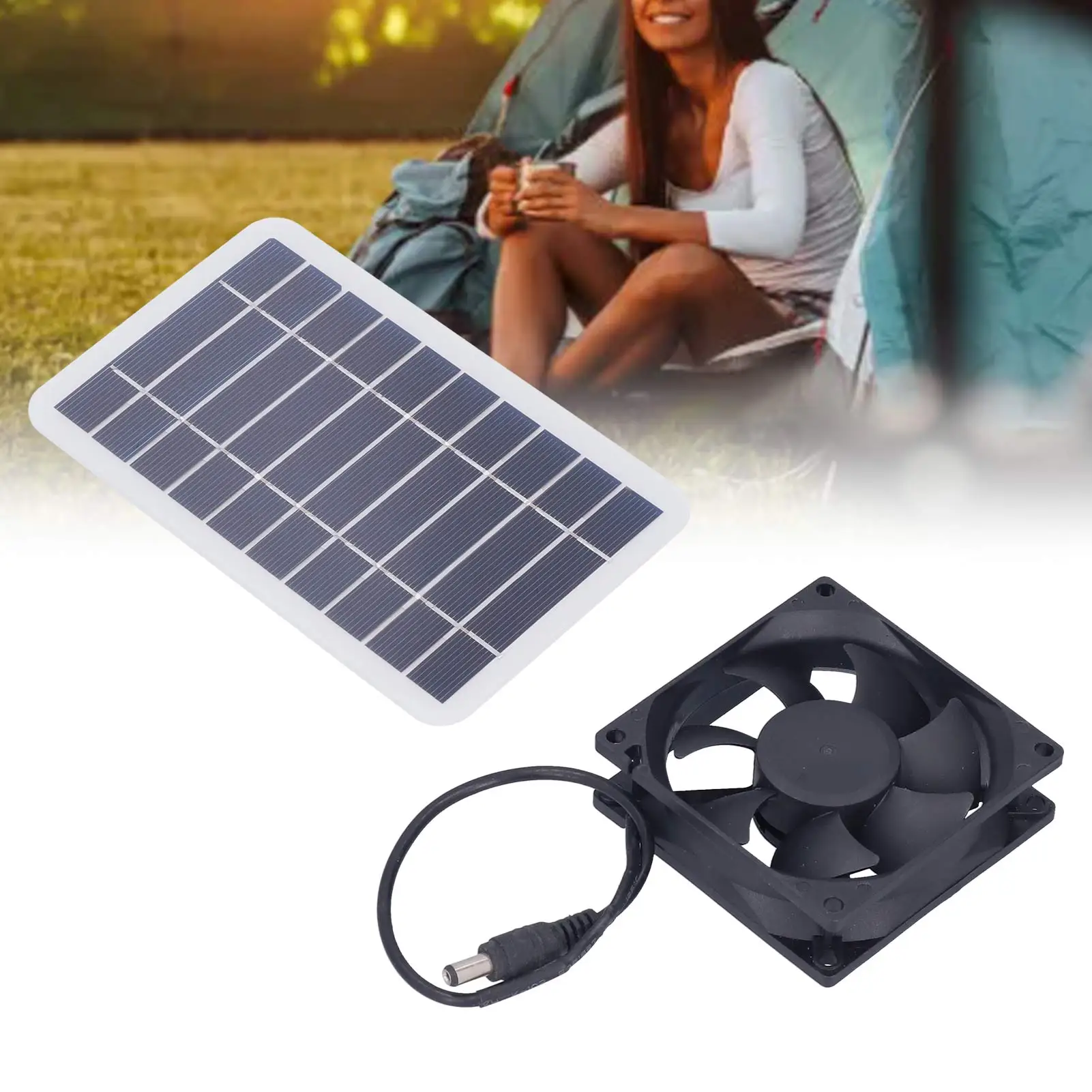 2.5W Solar Panel Fan Solar Pet Exhaust Air Flowing Fan for Outdoor Breeding Planting Solar  Kit Solar Pet Exhaust Fan Kit