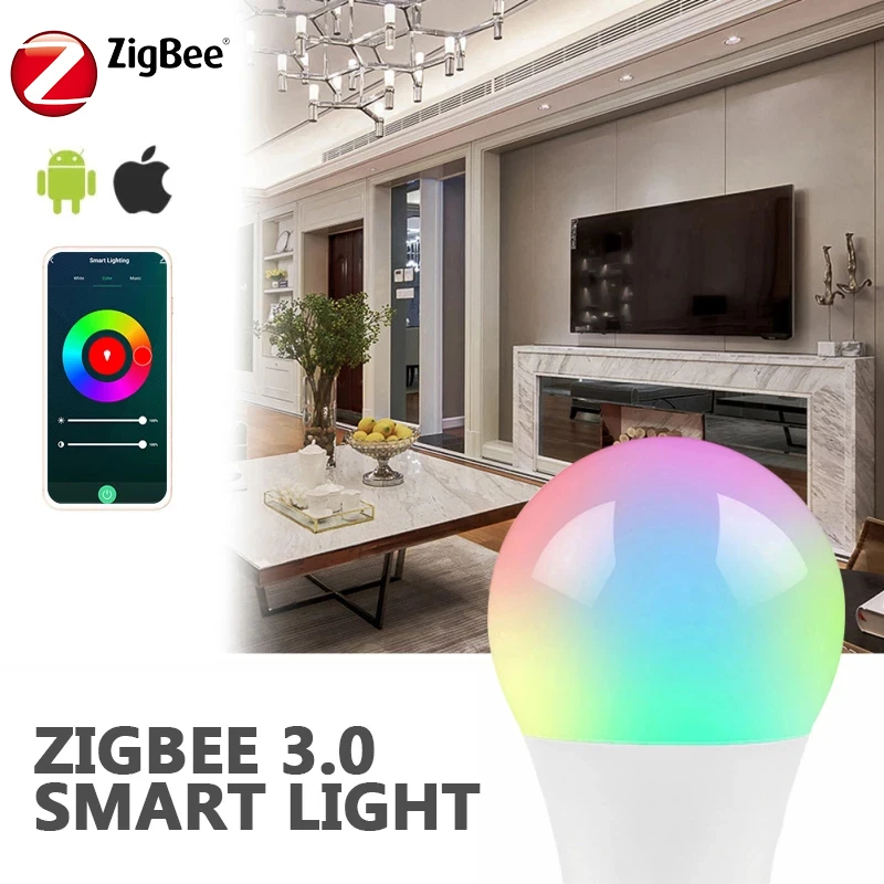 Tuya ZigBee 3.0 Led Bulb 9W E27 Bulb Light AC110-250V RGB+W+C Remote Voice Works with Smartthings Alexa Echo Hub Google Home