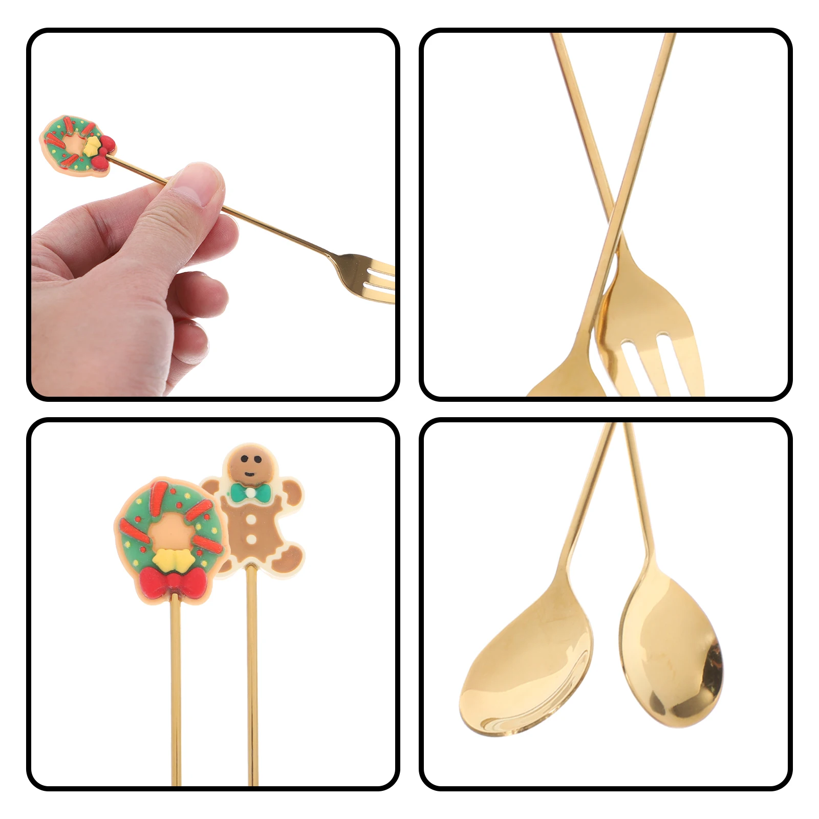 

1 комплект рождественских столовых приборов из нержавеющей стали, рождественская ложка, вилка, десертная посуда, товары для вечеринок, рождественские украшения