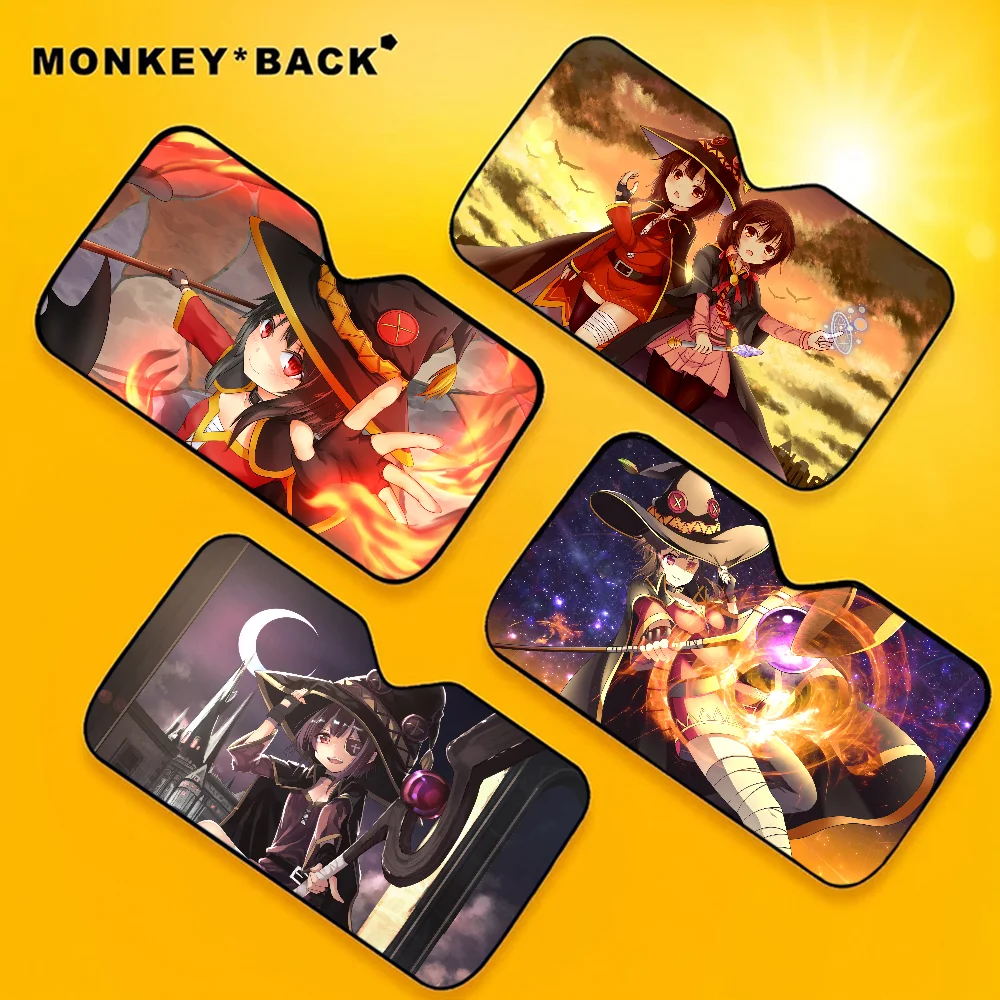 Cute Aqua Konosuba Heated Windshield Sunshade Car Window Windscreen Cover Sun Shade Auto Sun Visor Car-covers