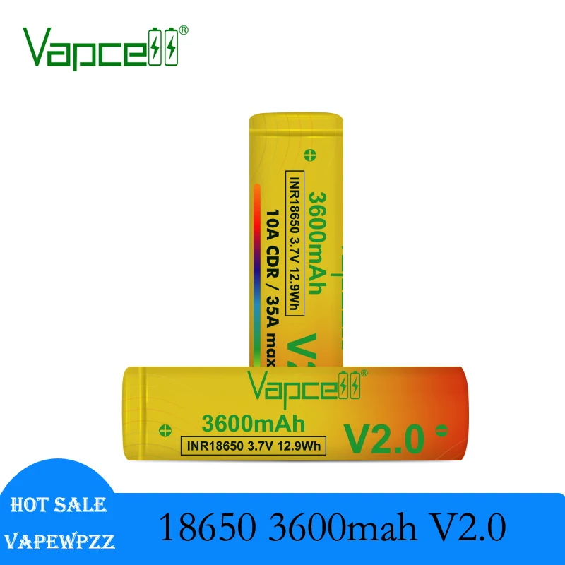 1-10 шт. Радужный элемент Vapcell V2.0 18650 3600 мАч емкость 10A/35A перезаряжаемые батареи INR18650 Аккумулятор для БПЛА игрушки класс А