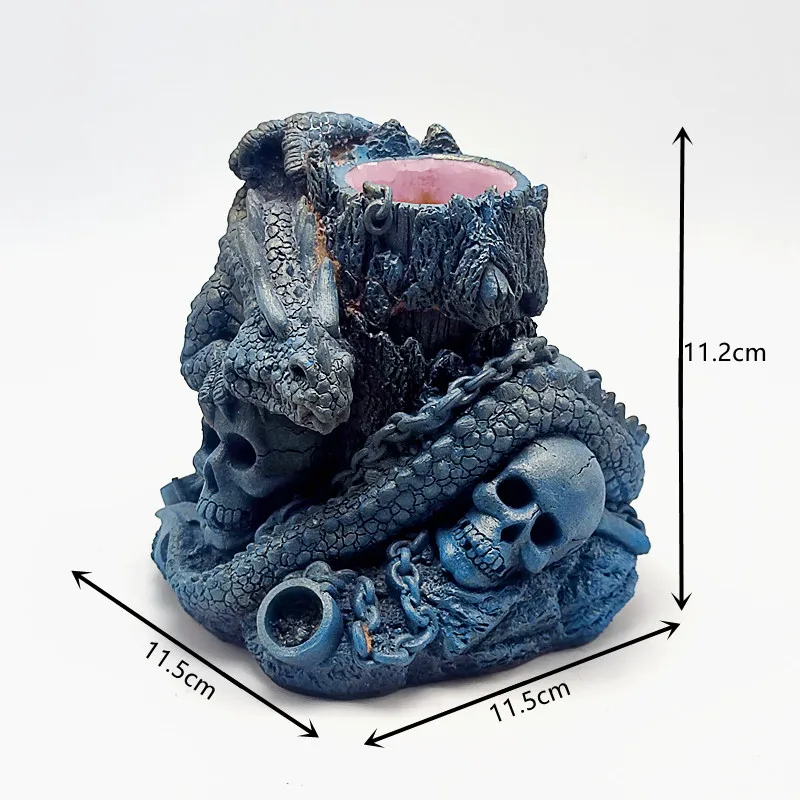 Silicone mold flying dragon skull vase DIY making resin gypsum flowerpot Halloween decoration tool