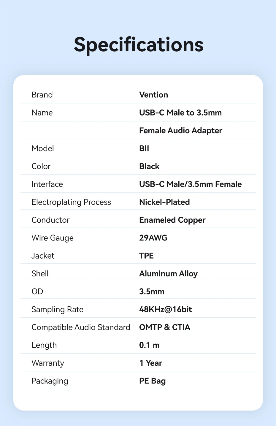 [2Pcs] Vention USB Type C to 3.5mm Jack Earphone Adapter Headphone USB C Cable Audio Adapter with DAC For iPhone 17 16 15 Xiaomi