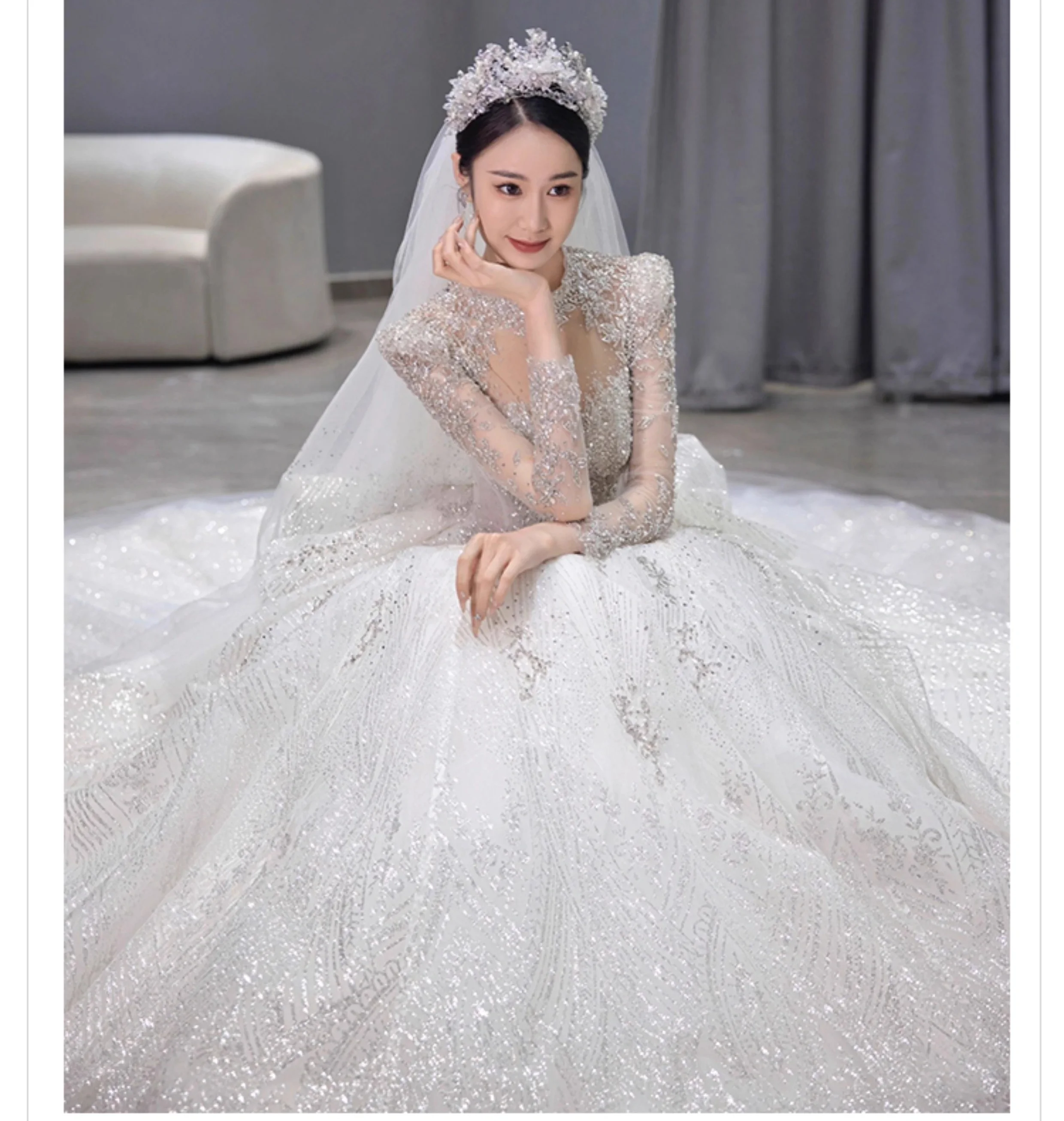 PRXD 2325 # 2025 프랑스 스타일 웨딩드레스 신부 빅테일 팰리스 스타일 고급 화이트 메인 원사 무료 맞춤 제작 큰 사이즈