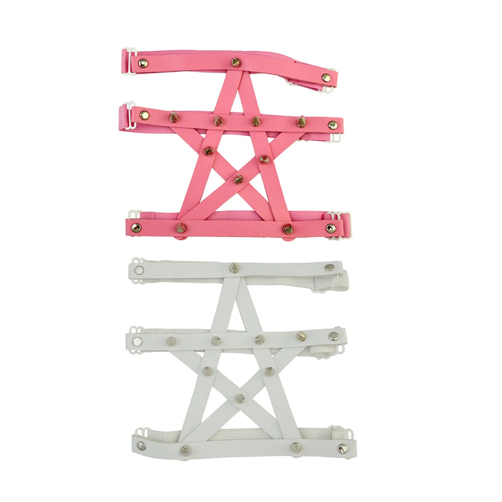 Harajuku الشرير الأبيض الأحمر الجلود الساق الرباط الفخذ سلسلة شخصية المتمردين تأثيري أنيمي مثير المرأة مجوهرات للجسم عرض خاص