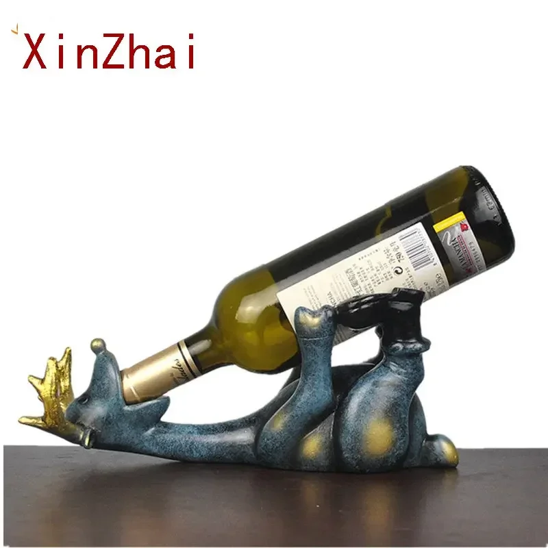 

Vilead Resin Elk Wine Bottle Holder Figurines Animal Statue Creative Lying Deer Ornament Table Living Room Home Decoration