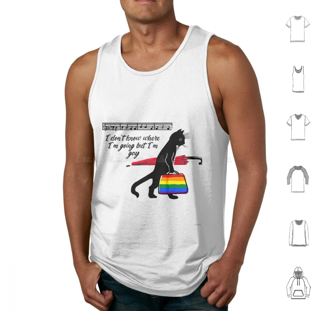 I Don't Know Where ( Ver. 3 ) Tank Tops Print Cotton Cat Meme Retro Vintage Travel I Dont Know Where Im Going But Im On My