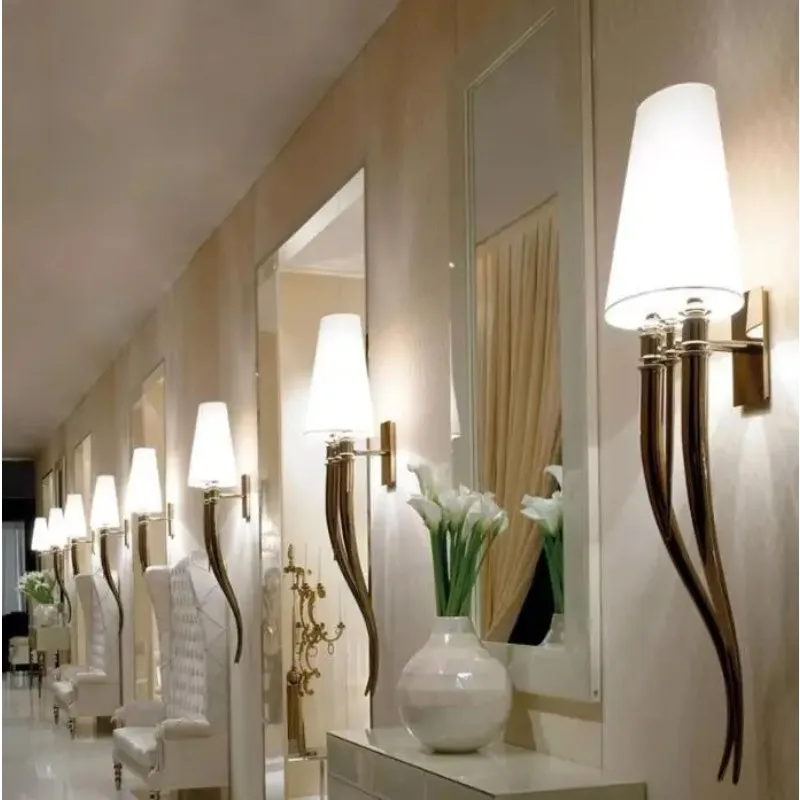 Creative led wall lamp hotels Modern Iron wall lamps Dining Living room bedroom double head AC85-265V Light fixtures