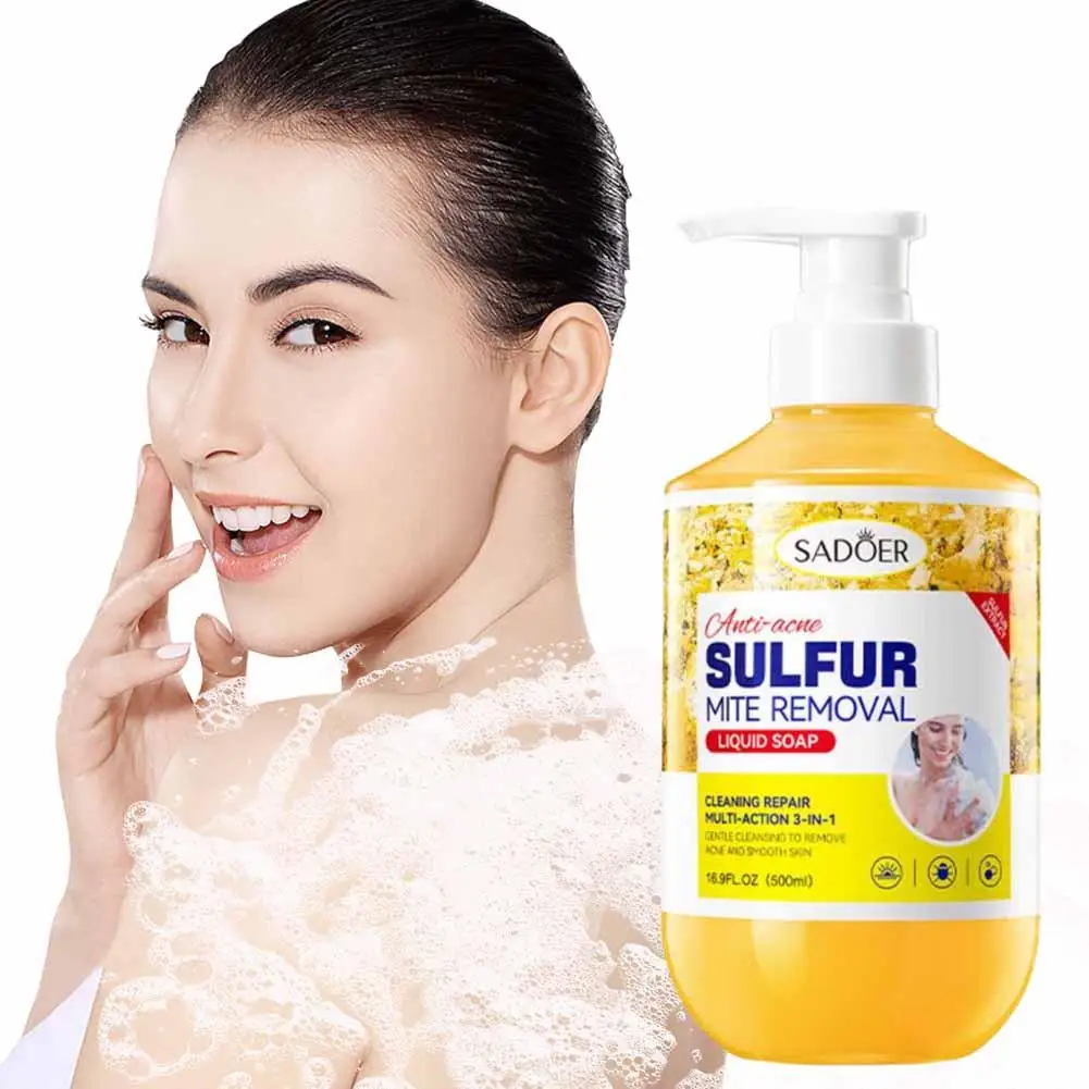

500ml Deep Cleansing Sulfur Mite Removal Body Wash Body Shower And Gel Cleansers Bath Oil Control J3T6