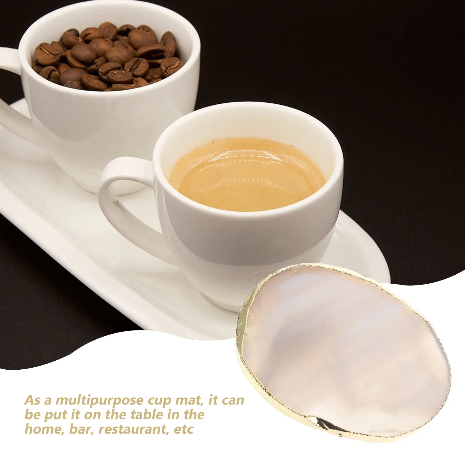 Agate Coaster Natural Style Heat Insulated Pad Decorative Cup Mat Home Restaurant Bar Dining Table Ornament Beverage Coffee