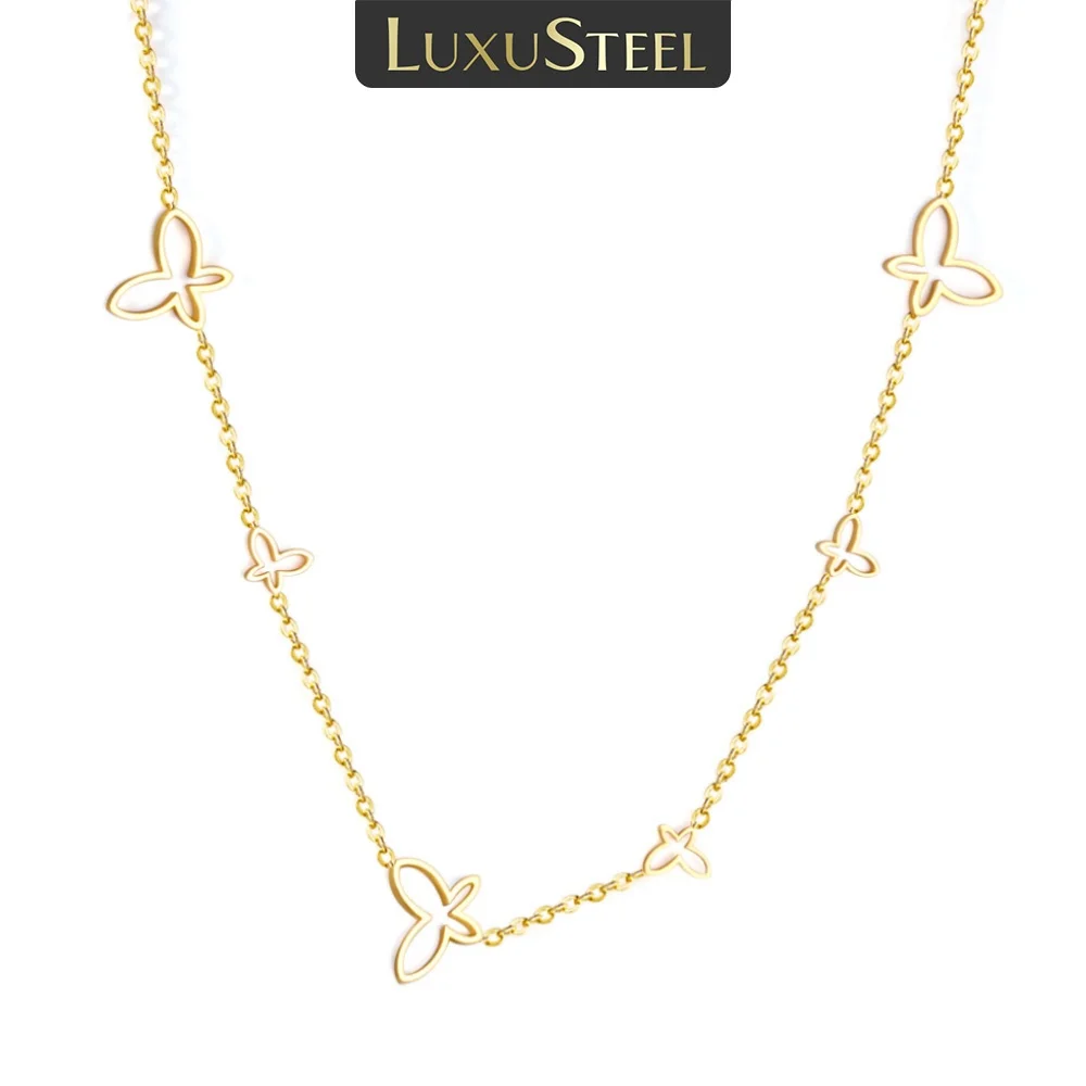 Luxus Stahl Schmetterling Halsketten Kragen Frauen Neuankömmlinge Gold Farbe Link Ketten Halskette Großhandel Party Hochzeit