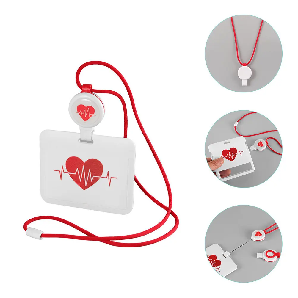 Work Badge Holder Retractable Id Cards Reel with Lanyard and Clip Instant Access Scanning Swiping for Staff Nurses