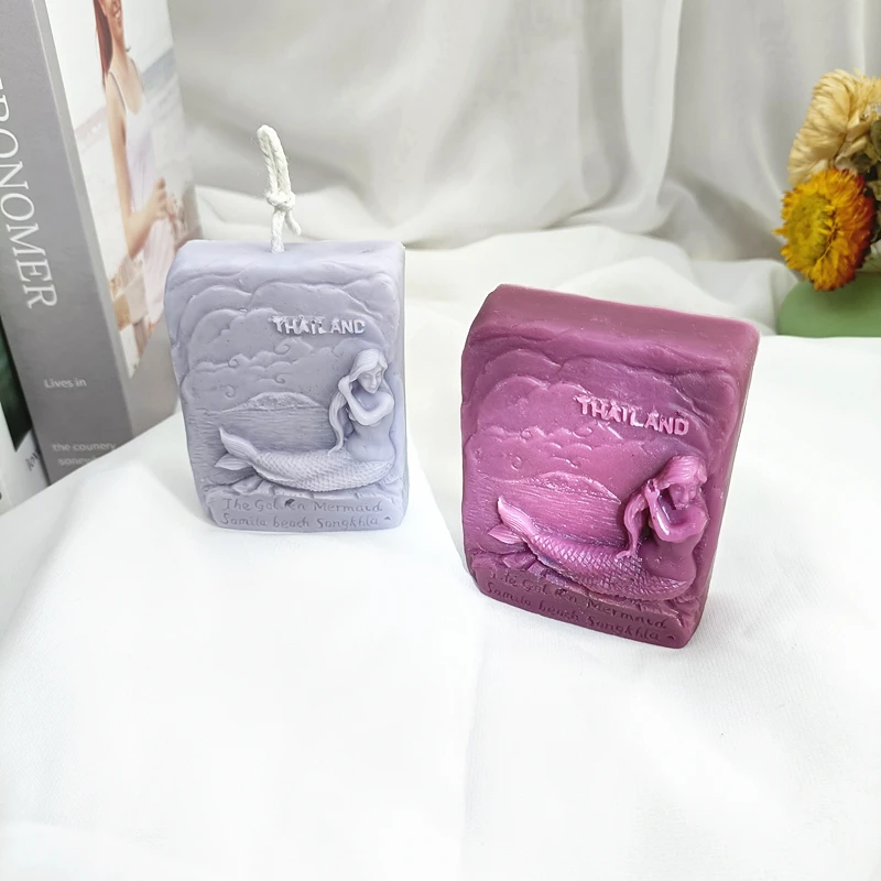 Thailand  Landscape Mermaid Elephant  Soap Mold  Scenery Candle Mould Silicone Clay  Handmade Gift Moulds