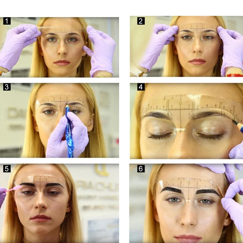 Righello per sopracciglia usa e getta adesivo per sopracciglia Microblading righello guida strumento per trucco permanente 100 pz/lotto