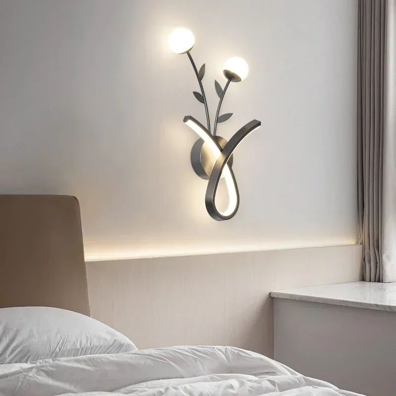

Modern Minimalist Bedroom Bedside Lamp with Creative Flower Design Luxury Living Room Sofa Wall Background Atmosphere Light