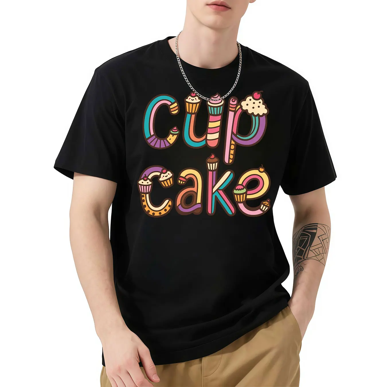

Cup Cake Printed T-shirt Men Women's vintage Fashion t-shirt short sleeve Top Hip Hop Tee shirt