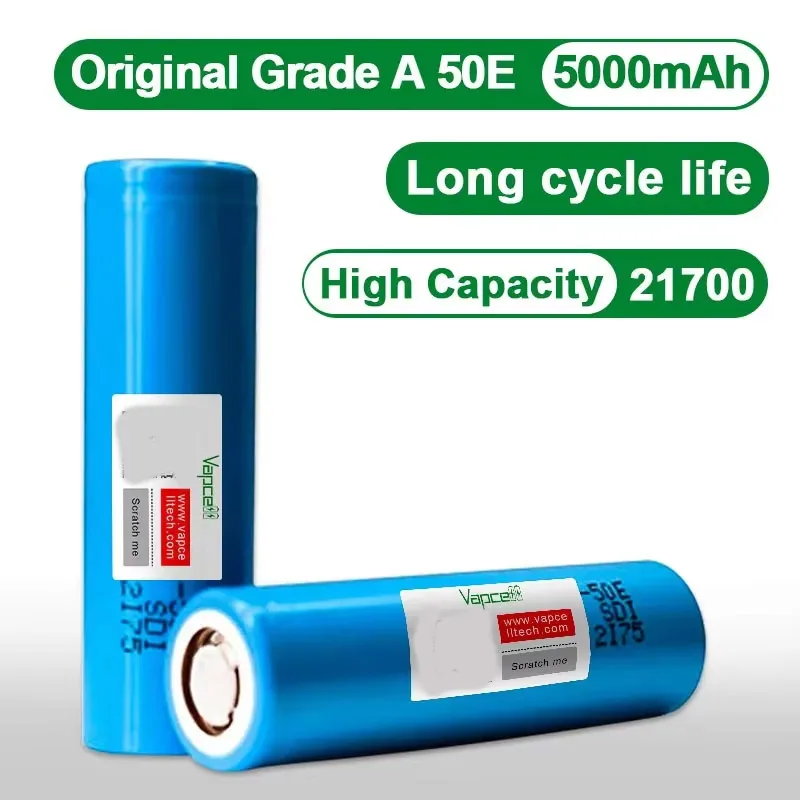 

Original Vapcell 50E INR 21700 Battery 5000mAh High Capacity CDR 10A 3.7V Rechargeable Lithium Ion Battery For Battery Pack Toys