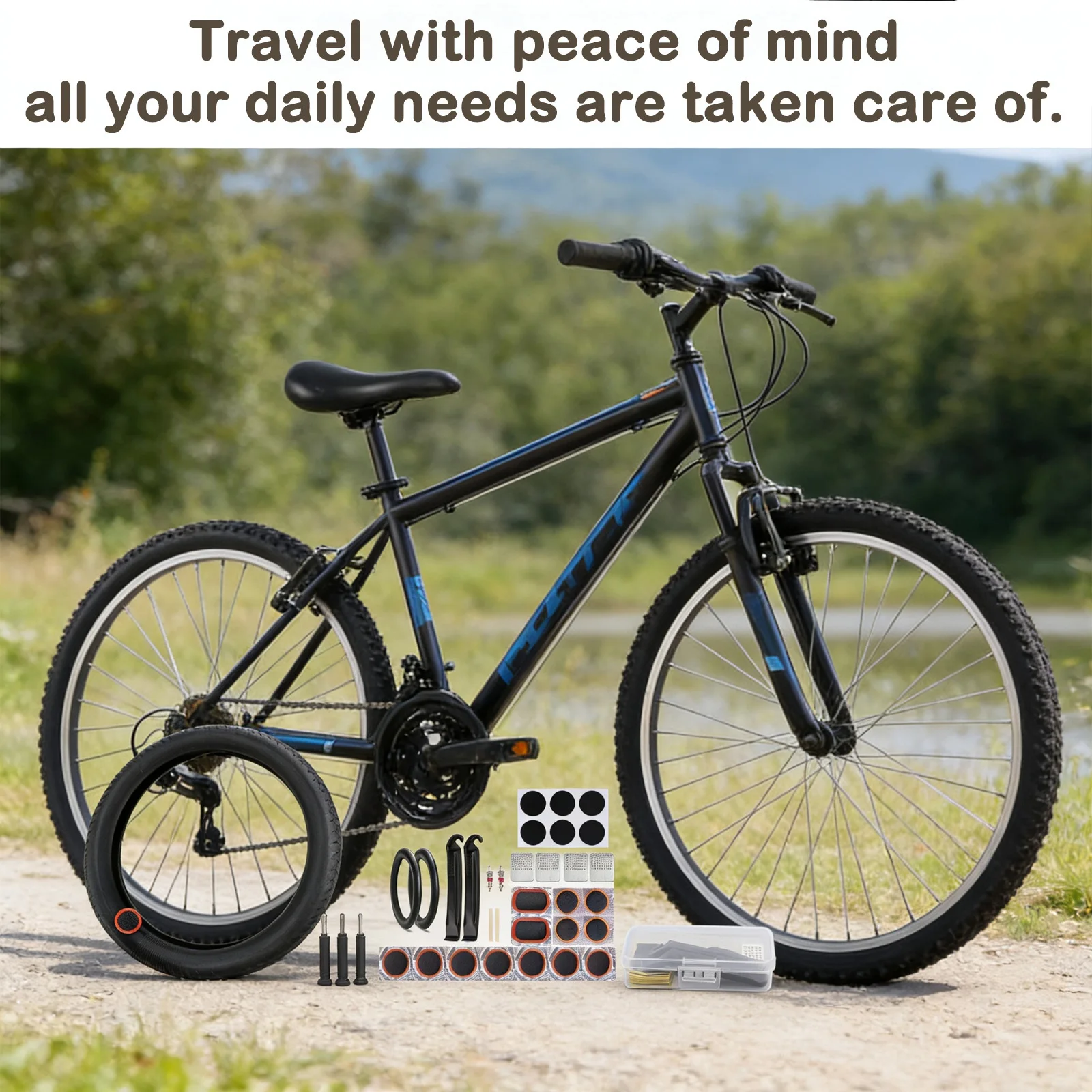 40PCS Portable Bicycle Repair Tool Kit Self-Adhesive Rubber Patches with Storage Case Bike Tyre Fix Accessories for MTB City Bik view 3