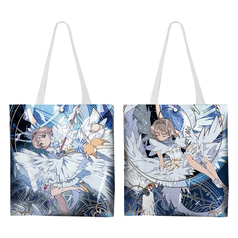 Anime Card Captor Sakura Double-Shoulder Bag Canvas Colorful 2-side Cartoon Printings Shopping Tote Bag