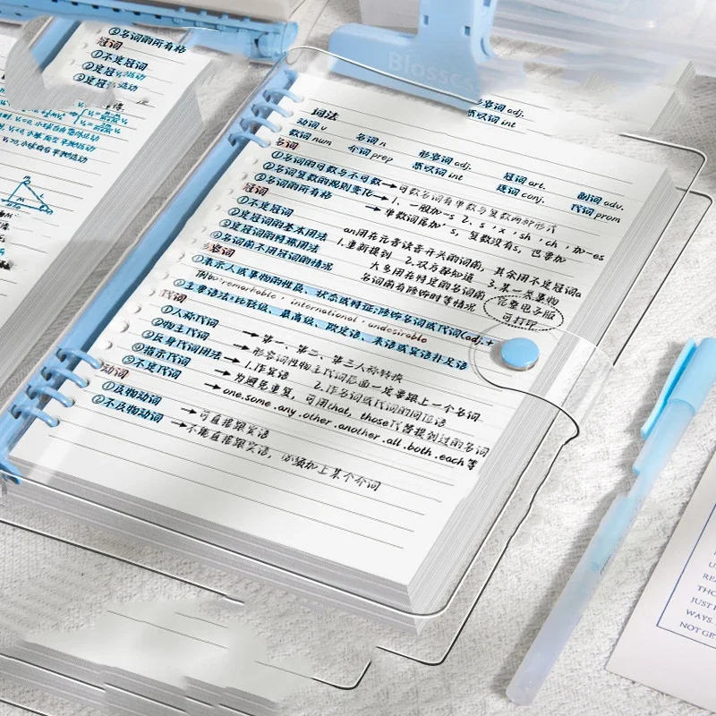 60 ورقة من دفاتر الملاحظات ذات الأوراق الفضفاضة المصنوعة من الجلد الناعم الشفاف مكونة من 120 صفحة مع أغطية حلقية قابلة للفصل والخطوط الأفقية A5