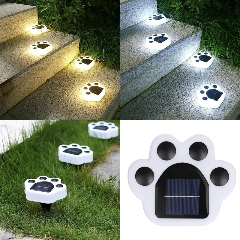 Solar LED Animal Print Lights, Outdoor Street Light, Cat Paw, Path Lighting, Decoração do jardim