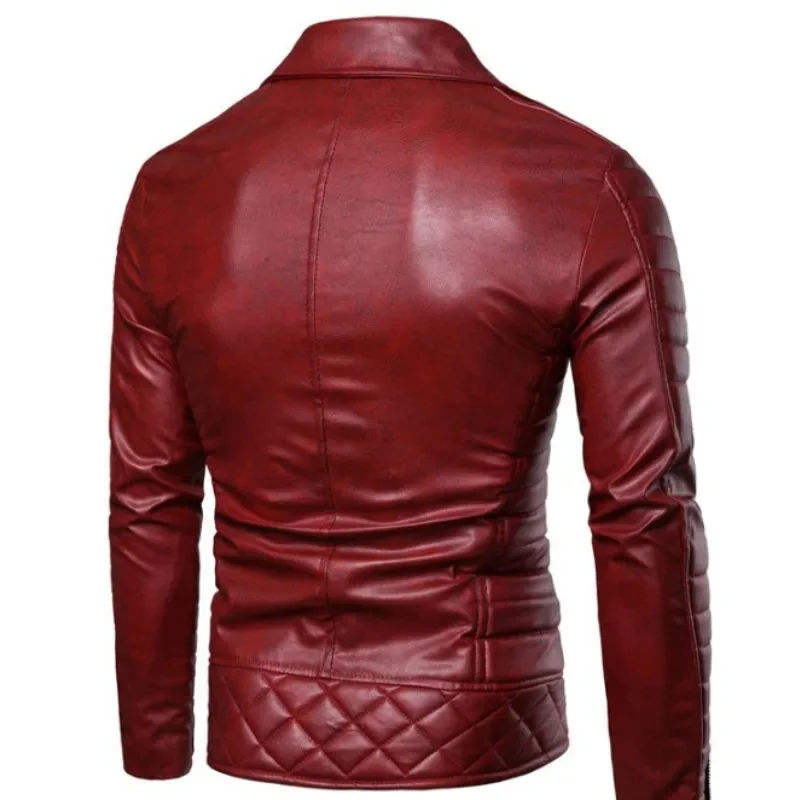 Winter New Clothes Solid Color Pu Motorcycle Coat Men Korean Loose Lapels Leather Jacket Casual Versatile Outerwear