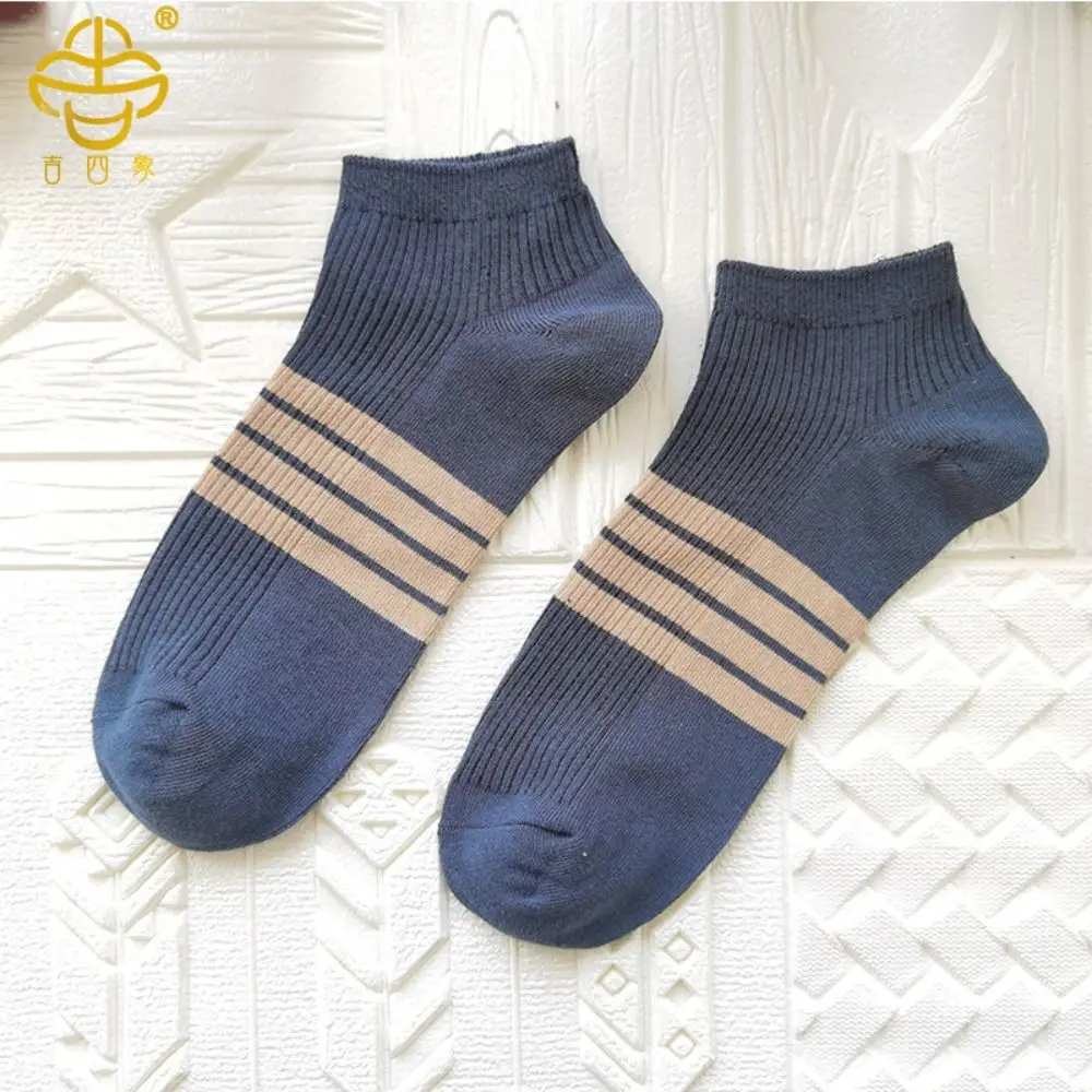 Simple Patchwork Ankle Tube Socks Breathable Anti-slip Striped Short Socks Sports Wear Hosiery Men's Cotton Socks Summer