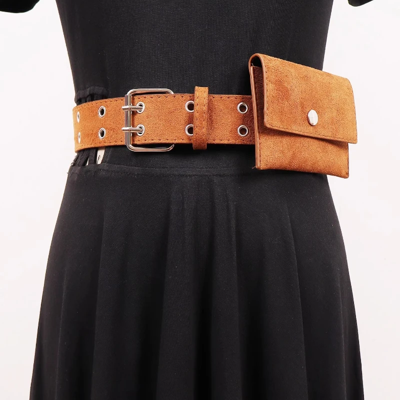 

2025 Autumn Mini Waist Packs Double Layer Pins Adjustable Pu Suede Waist Belts with Coin Key Lip Bags Cute Fanny Packs for Women