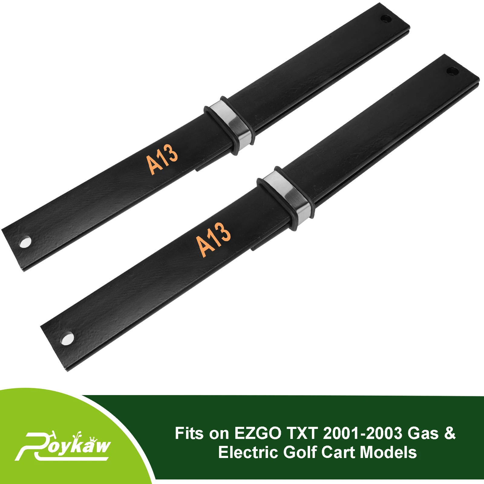 Roykaw Golf Cart Front Leaf Springs for EZGO TXT 2001-2003, 2 Leaf/Heavy Duty, Replaces OEM # 70664-G01, 70664-G02, 70597-G03