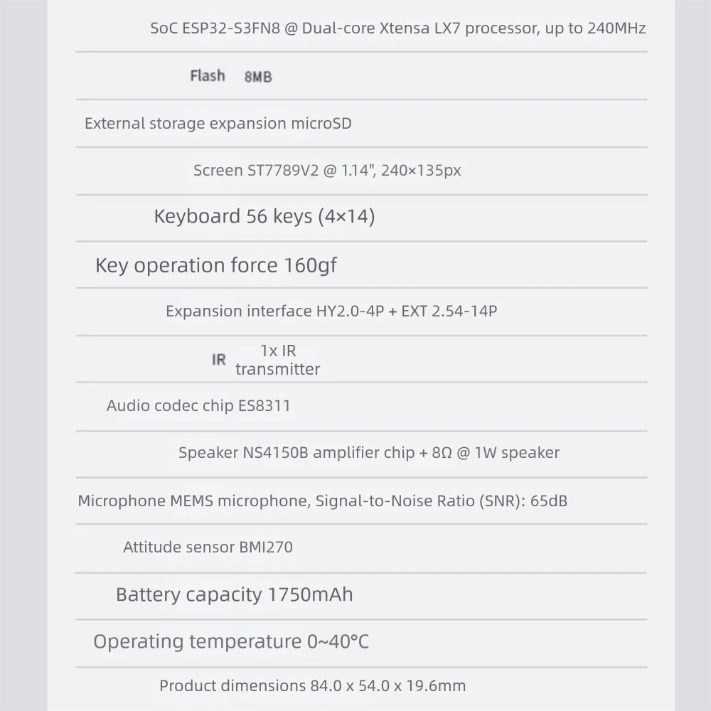 1.14 Inch Screen Portable Computer 56 Key Keyboard Programmable IoT Controller 1750mAh Battery Automation M5 Development Kit