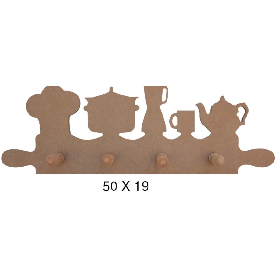 F744 Kitchen Robe Hook, Dyeable Raw Wood Mdf Key Chain