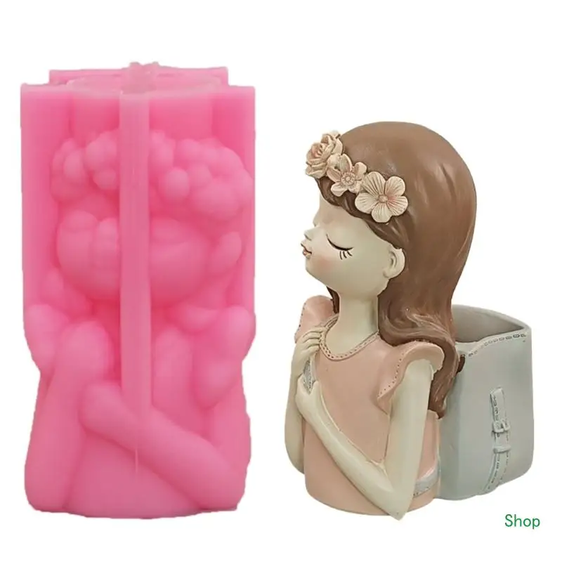 

Dropship Girl Gypsum Silicone Mold Diy Succulents Concrete Flower Pot Vase Plaster Cement Mold Clay Mold Holder Mold