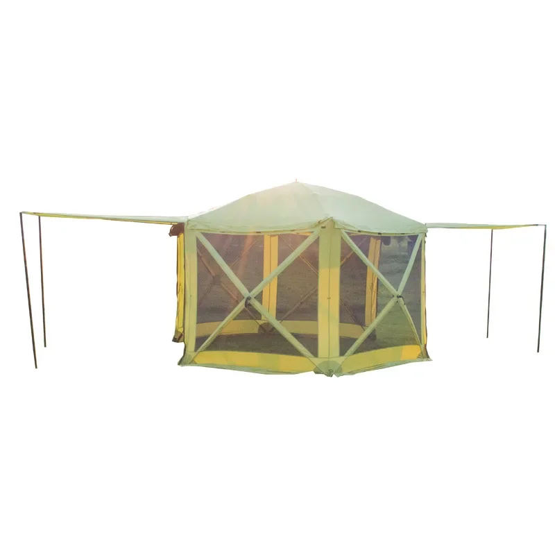 Camping Hexagonal Tent, Outdoor Portable Folding Sunshade, Anti-mosquito, Wind-resistant, Automatic Quick-opening Courtyard Yurt