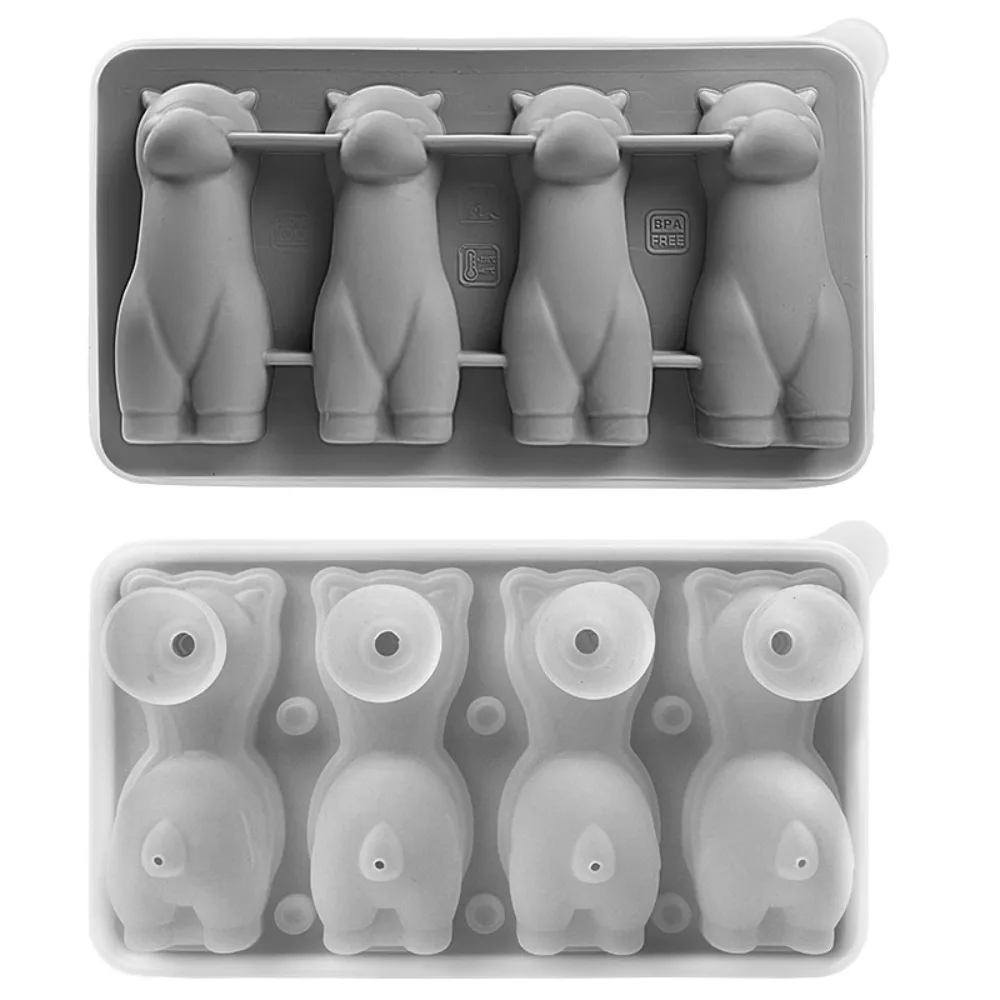 

Novelty 3D Alpaca Ice Cube Tray Silicone DIY Long Ice Stick Tray Splash-proof 4 Grids Ice Box Household