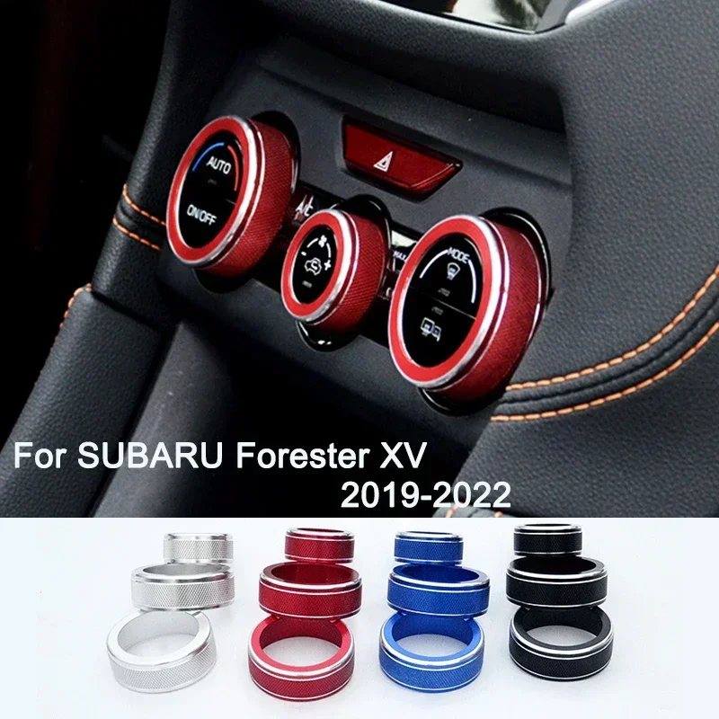 3pcs/set Dashboard A/C Control Knobs Decoration Ring Metal Trim Cover For SUBARU 2019-2023 Forester XV,Car Inteiror Accessories