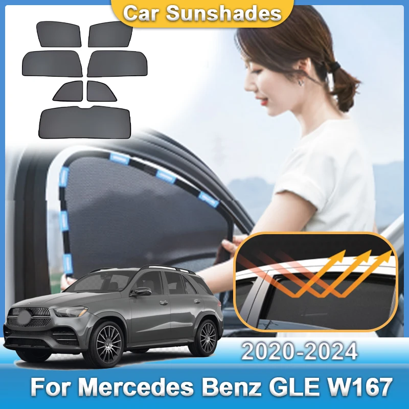 

Car Mesh Sun Shade For Mercedes Benz GLE W167 2020-2024 2021 2022 2023 Windshield Curtain Light blocking Privacy Car Accessories