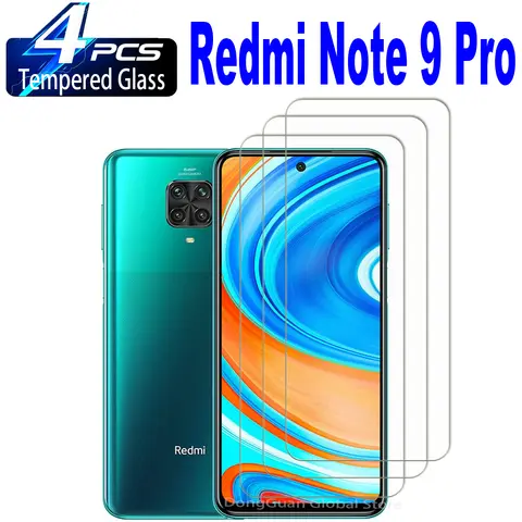 2/4Pcs 9H Tempered Glass For Xiaomi Redmi Note 9 Pro Screen Protector Glass Film