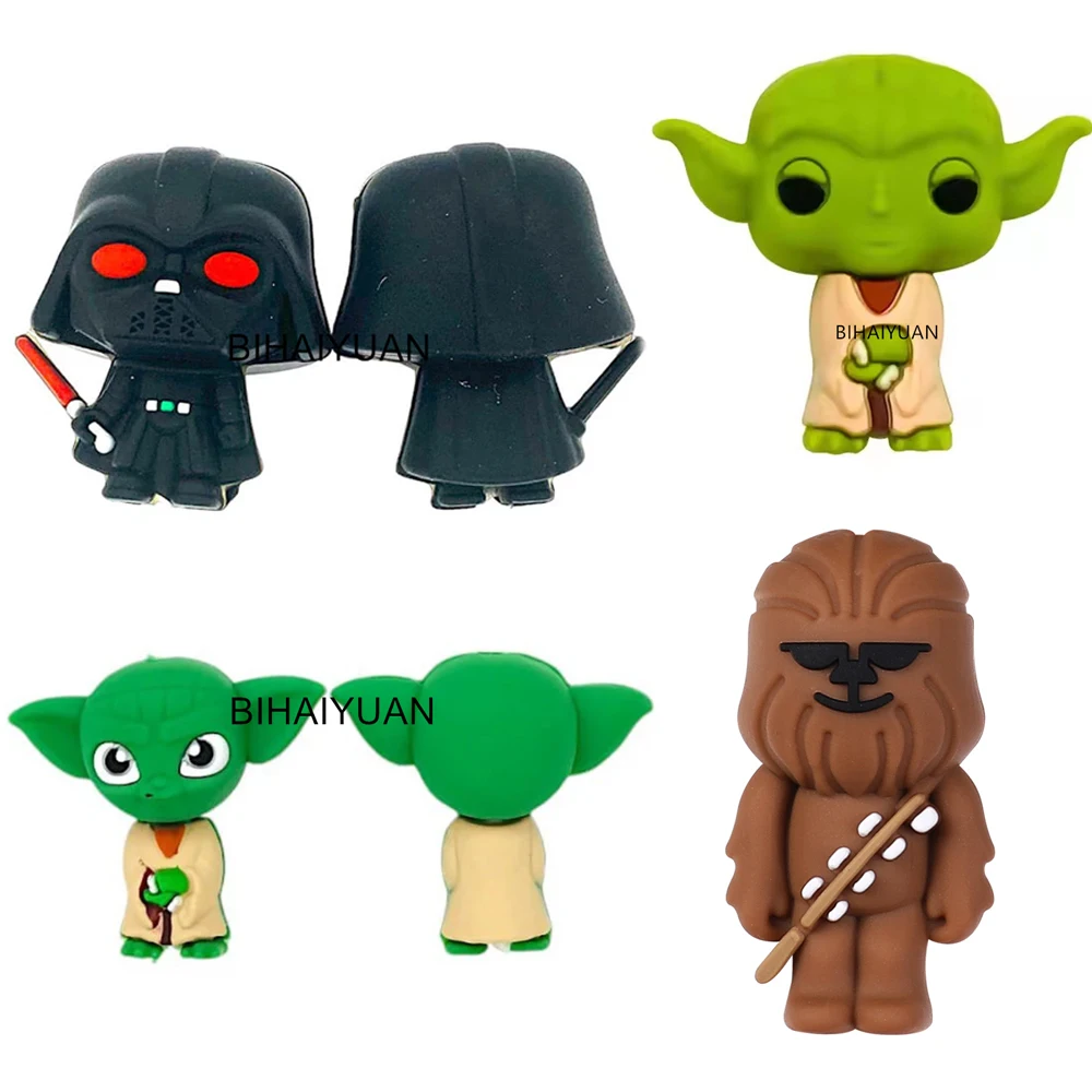 5pcs cartoon Master Yoda Darth Vader Chewbacca 3D focal Silicone beads Teether Jewelry Beads Food Grade For pen Pacifier Chain