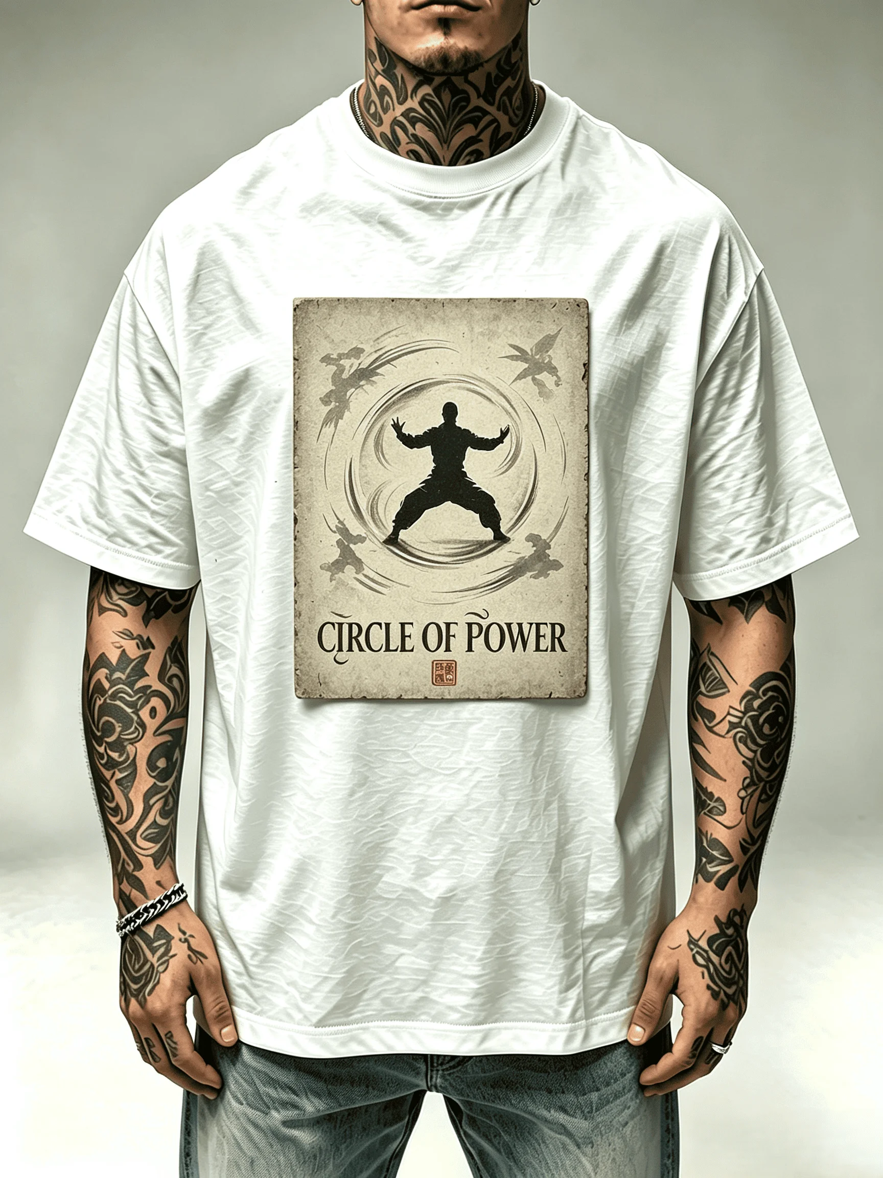 Unisex Dragon Claw Kung Fu Master Dragon Tiger Ink Art T-Shirt Men Women Chinese Martial Arts Vintage Poster Oversized Short Sleeve Street Tops