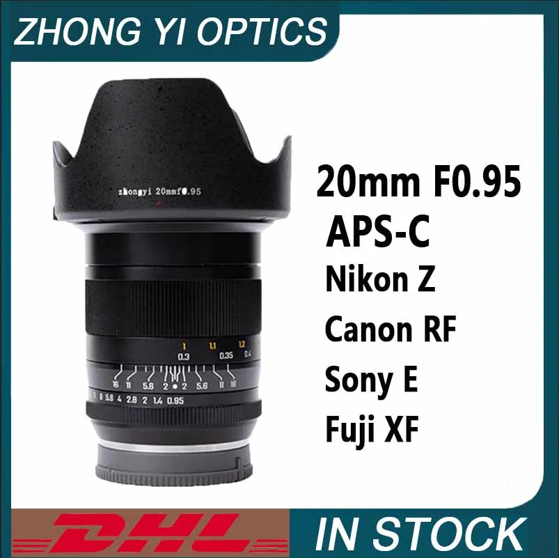 Zhongyi Mitakon 20mm F0.95 Camera Lens Super Wide Angle Large APS-C Manual Focus Lens For Nikon Z Canon RF Fuji X Sony E