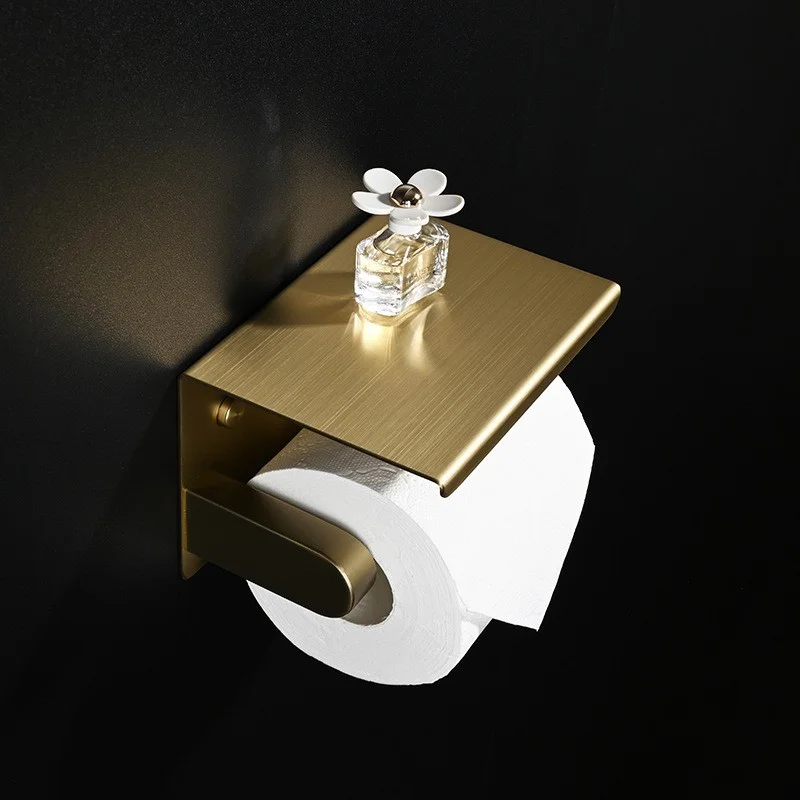 حامل ورق التواليت من الفولاذ المقاوم للصدأ مثبت على الحائط مع رف مناديل ورقية وحامل مناديل ورقية وتصميم منظم تخزين الحمام