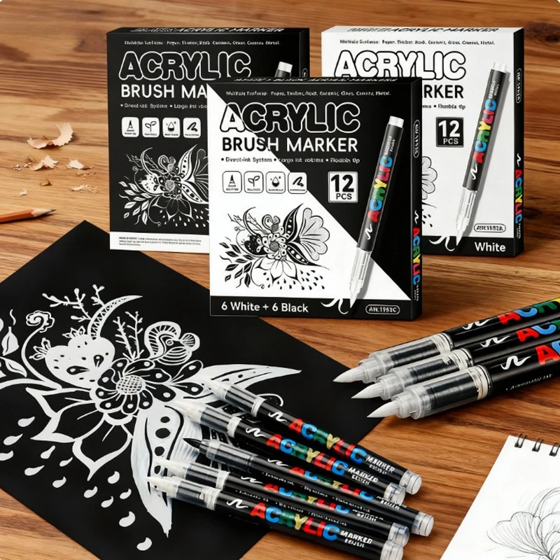 

12 шт., прямой жидкий глянцевый акриловый маркер, водостойкий, устойчивый к солнцу для рисования граффити, подсветка, сделай сам, справочник