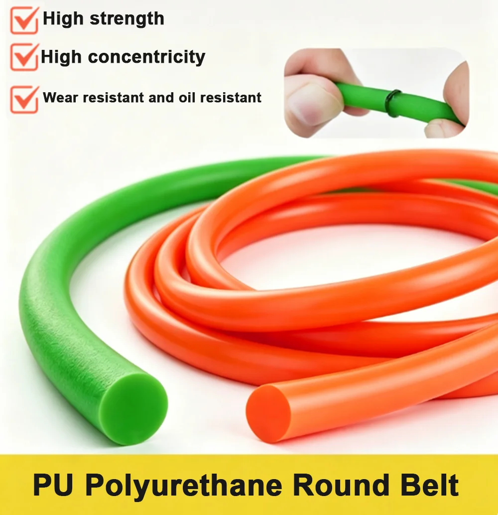 Green/Red Rough-Surface PU Round Belt Polyurethane O-Ring Drive Belt 1.5/2/2.5/3/3.5/4/5/6/7/8/9-18mm Diameter Transmission Belt