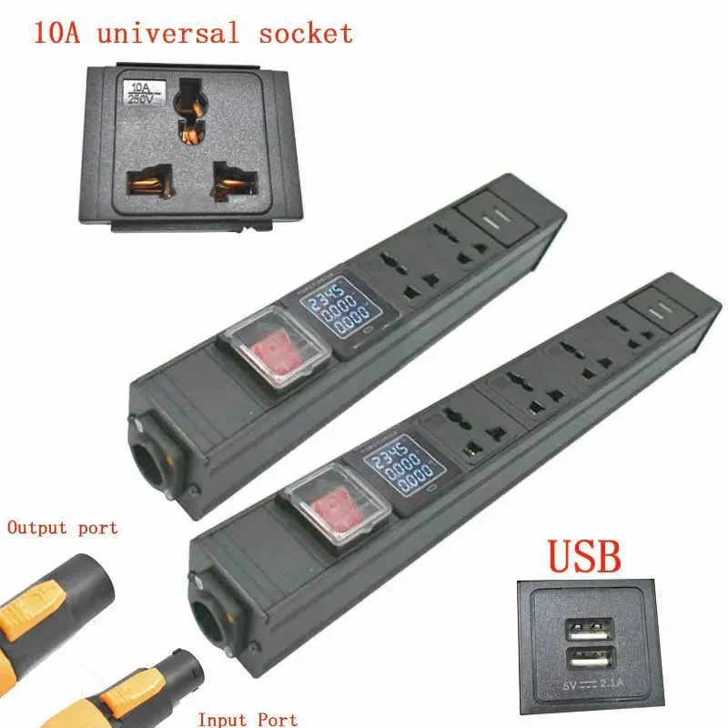 

Удлинитель PDU NAC3FPX NAC3MPX 10A, универсальная розетка с амперметром, двойной выключатель, 1-6AC, авиационный вход/выход, беспроводной