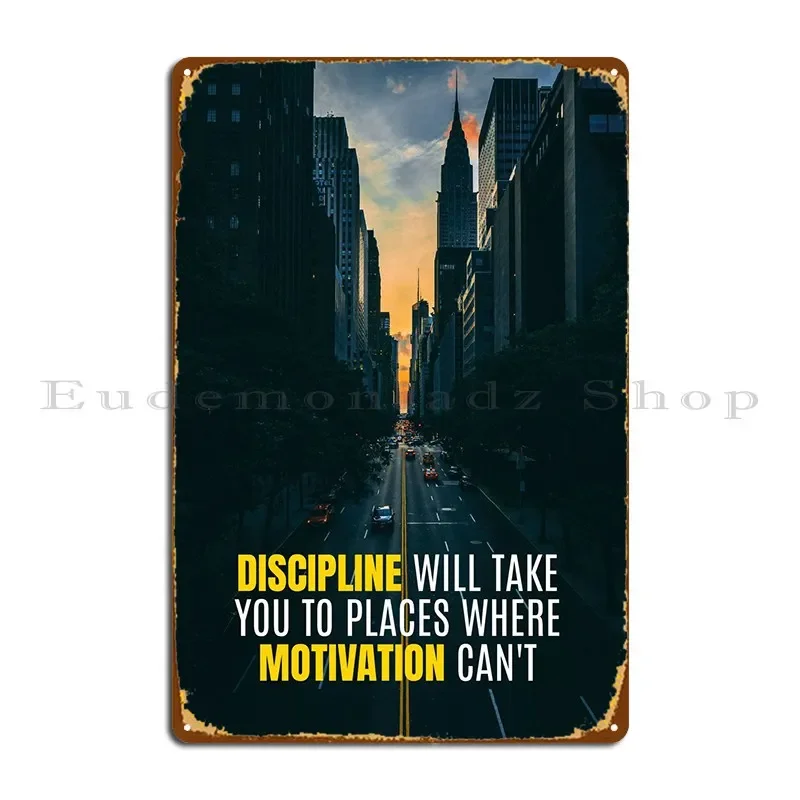 Discipline Quote Metal Sign Club Design Rusty Wall Decor Home Tin Sign Poster