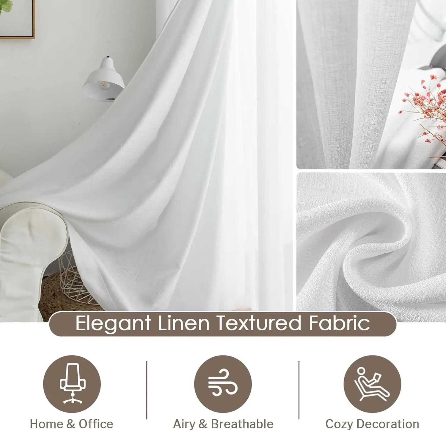 White Sheer Curtain 310CM Height Modern Bedroom Living Room Tulle Curtains For Window Gauze Curtain Fabric Drapes