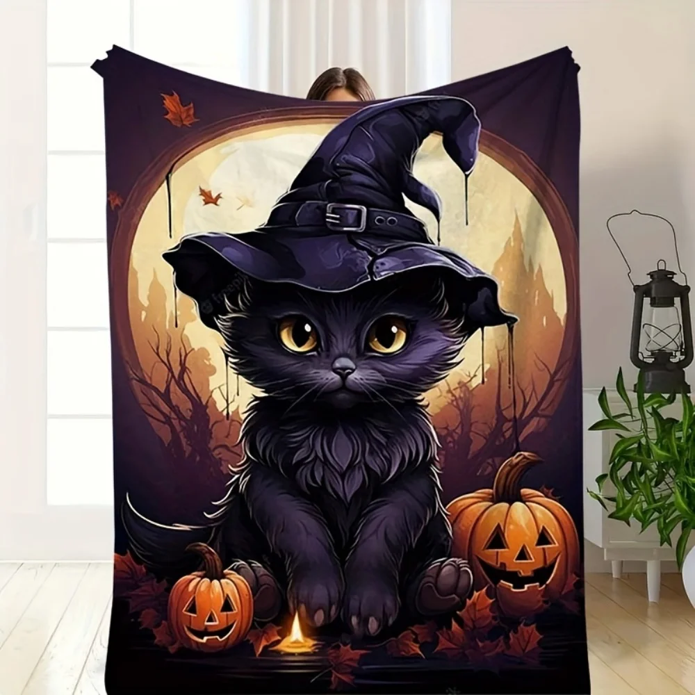 Leopard Print Scream Ghost Face Graphic Fleece Throw Blanket Soft Warm Lightweight Blanket for Sofa Couch Bed Gothic Stylish