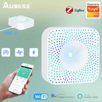 Tuya Zigbee WiFi 6 In 1 Air Quality Monitor Smart Air Box CO2 VOC Gas Detector Temperature/Humidity Detector With Alexa Google