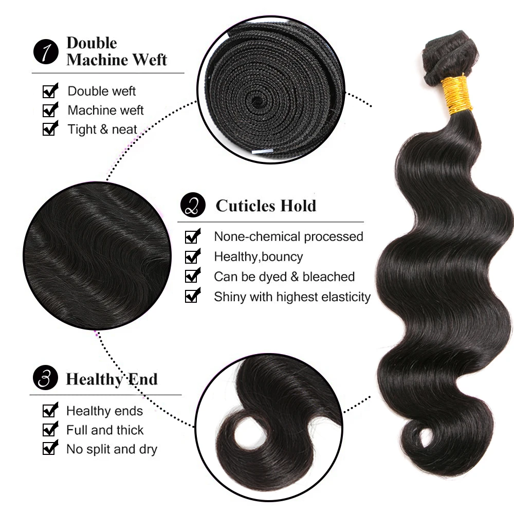 12A pasma ludzkich włosów brazylijskie pasma włosów typu Body Wave 100% nieprzetworzone dziewiczy splot 3 zestawy ludzkich włosów Body Wave