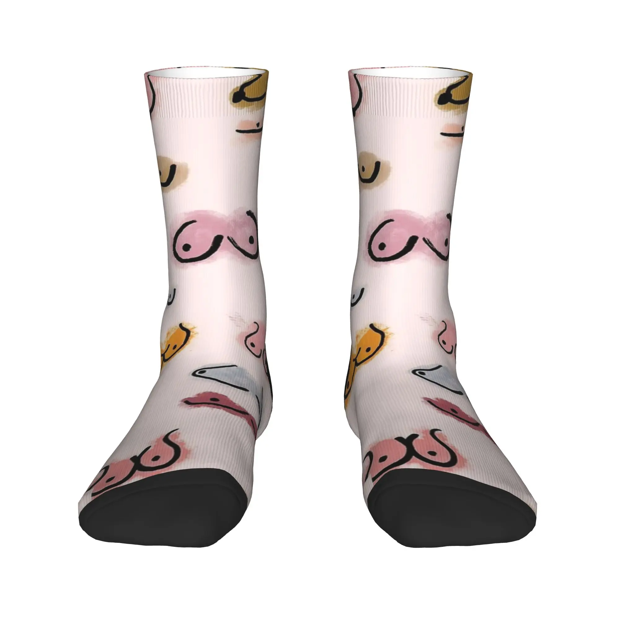 Adults Men Socks Boobies Watercolor Print  Stockings Spring Fashion Warm Soft Socks Design Cycling Non Slip Socks